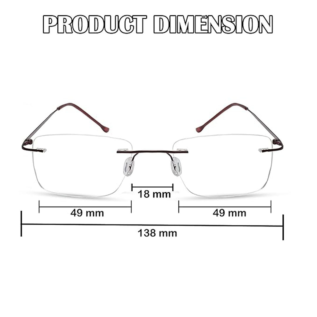 OneStopVision® Brown Rimless Eyeglasses Frame