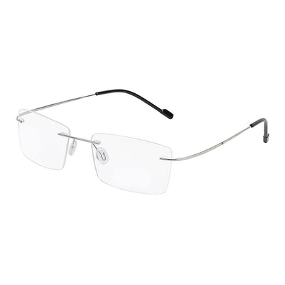 OneStopVision® Silver Rimless Eyeglasses Frame
