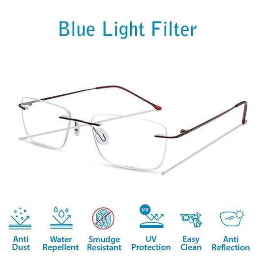 OneStopVision® Rimless Zero Power Blue Light Filter Computer Glasses