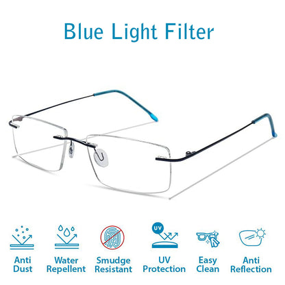OneStopVision® Rimless Zero Power Blue Light Filter Computer Glasses