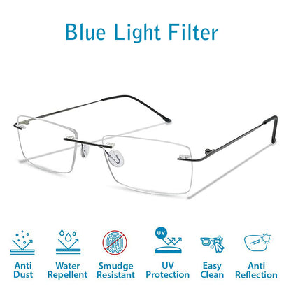 OneStopVision® Rimless Zero Power Blue Light Filter Computer Glasses