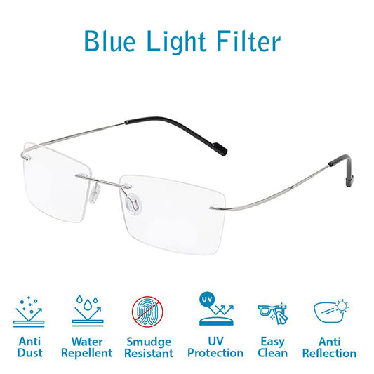 OneStopVision® Rimless Zero Power Blue Light Filter Computer Glasses