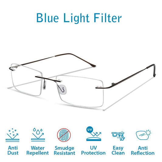 OneStopVision® Rimless Zero Power Blue Light Filter Computer Glasses