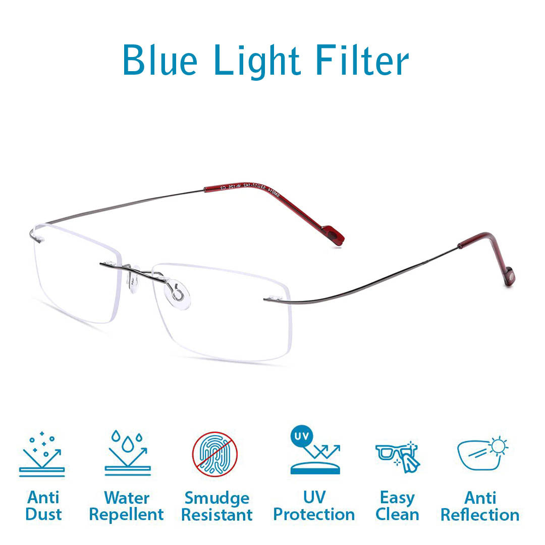 OneStopVision® Rimless Zero Power Blue Light Filter Computer Glasses