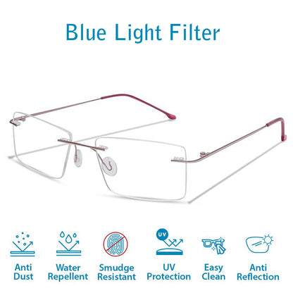 OneStopVision® Rimless Zero Power Blue Light Filter Computer Glasses