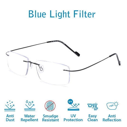 OneStopVision® Rimless Zero Power Blue Light Filter Computer Glasses